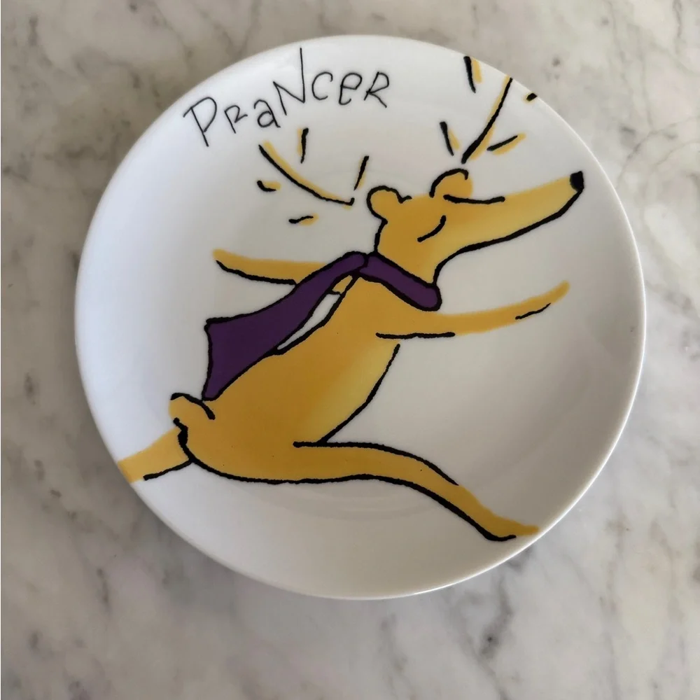 Pottery Barn Prancer Reindeer appetizer dessert plate 7 inch